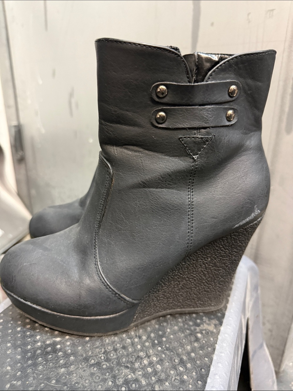 Women's Black Wedge Ankle Boots